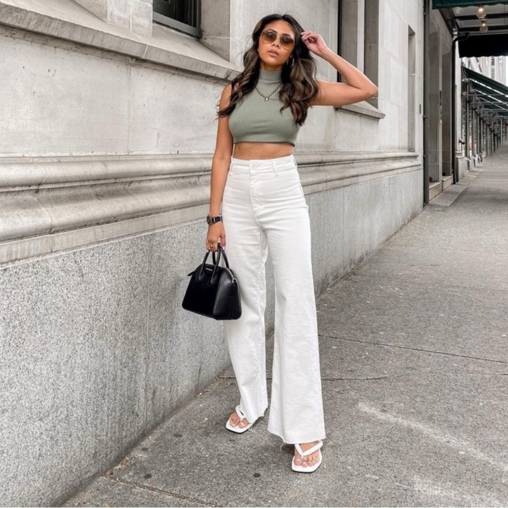 Zara High-Rise Wide-Leg White Jeans